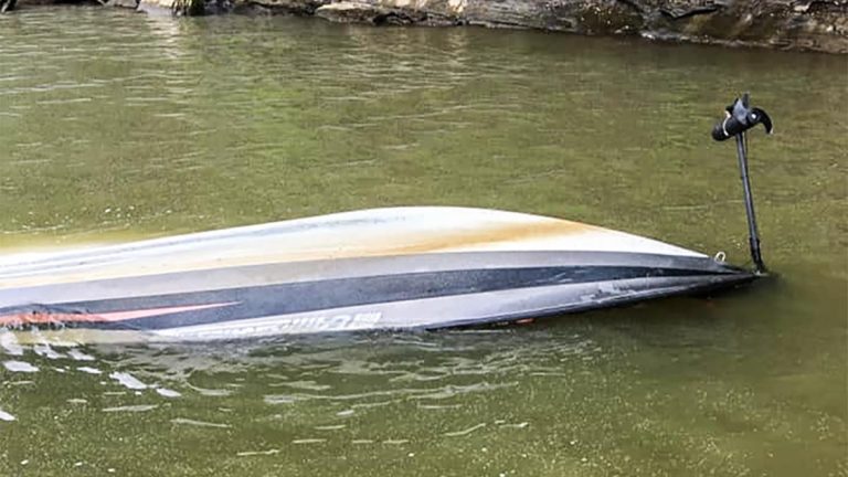 Bass Boat Loses Motor after Hitting Barge Waves
