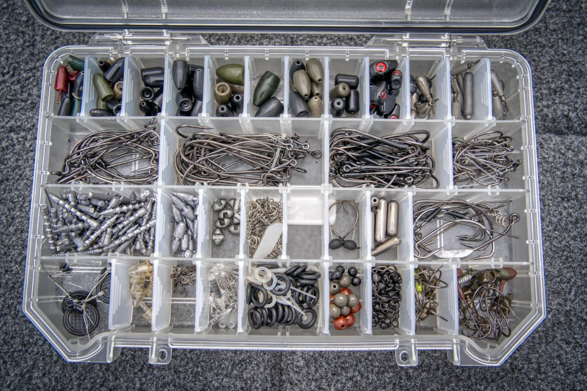 Tackle Box filled with Tackle, Line, Weights, and Much More