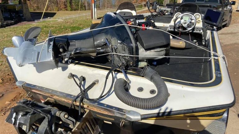 Anglers Knock Motor Off and Into Bass Boat