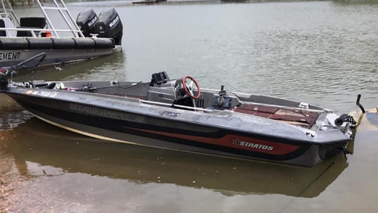 Bass Boat Loses Motor after Hitting Barge Waves