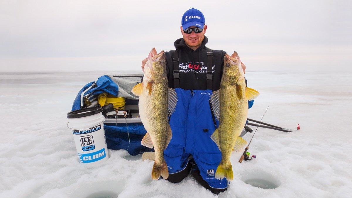 ross robertson with big ice walleyes