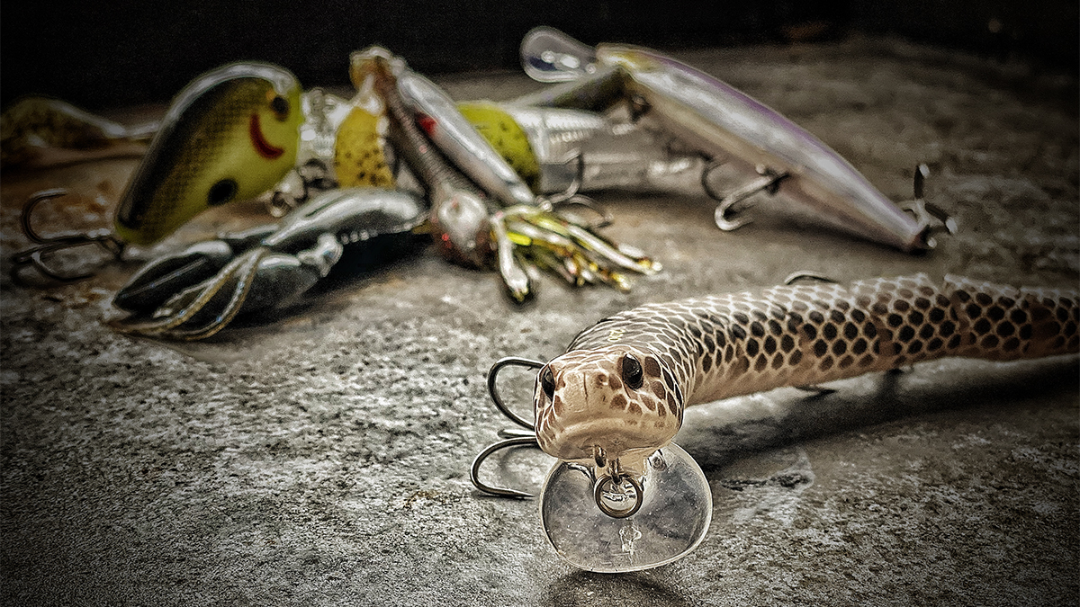 pile of bass fishing lures
