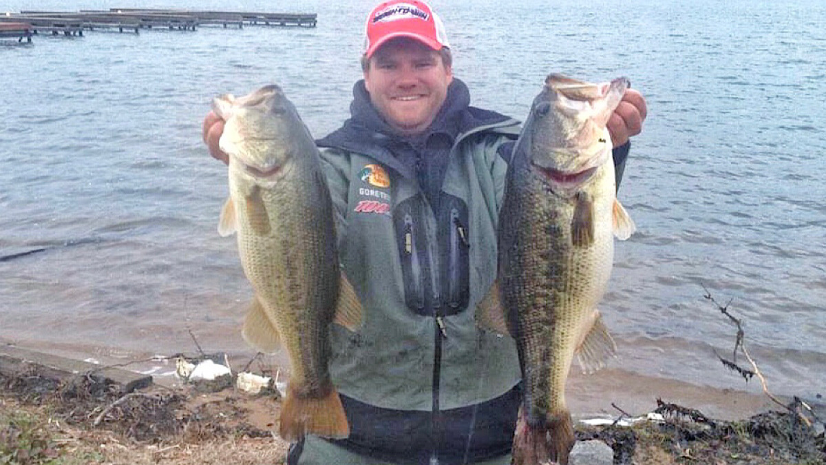 two big bass caught in cold weather