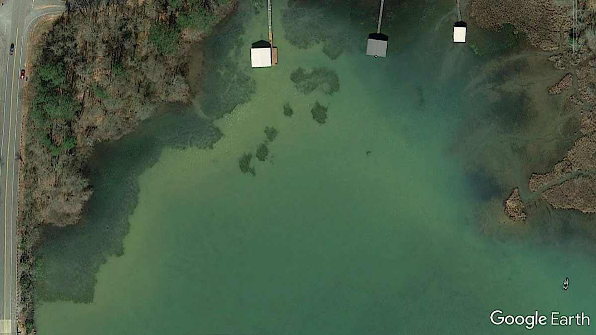 satellite image of a bass fishing lake