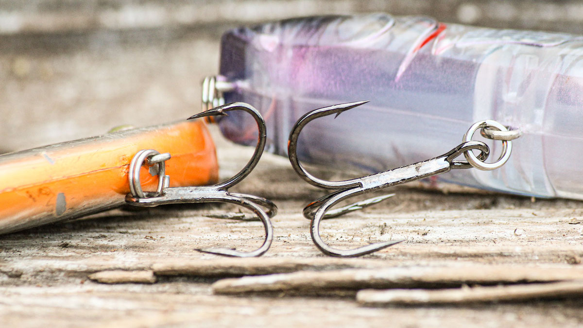 two treble hook bass fishing lures