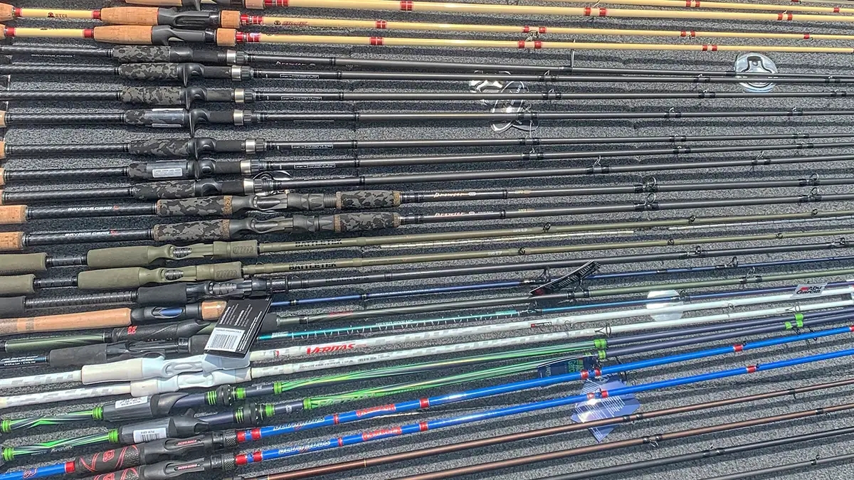 lots of fishing rods