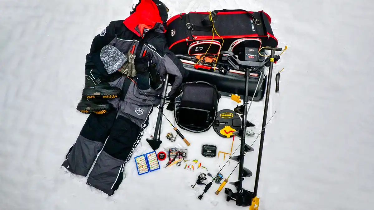 Some of the comforts and essentials in ice fishing gear