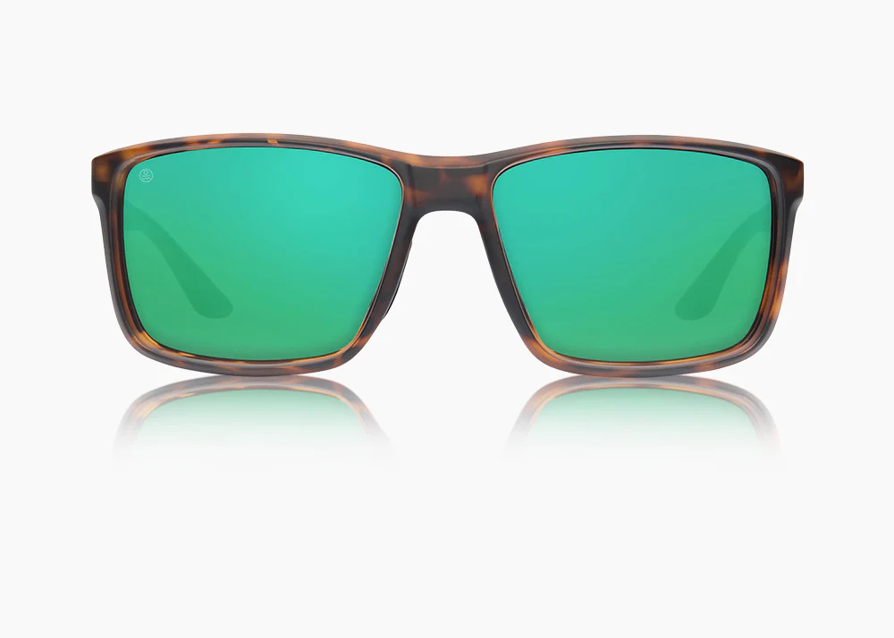 Island Optics Crane Matte Tortoise Front Green Flash Sunglasses