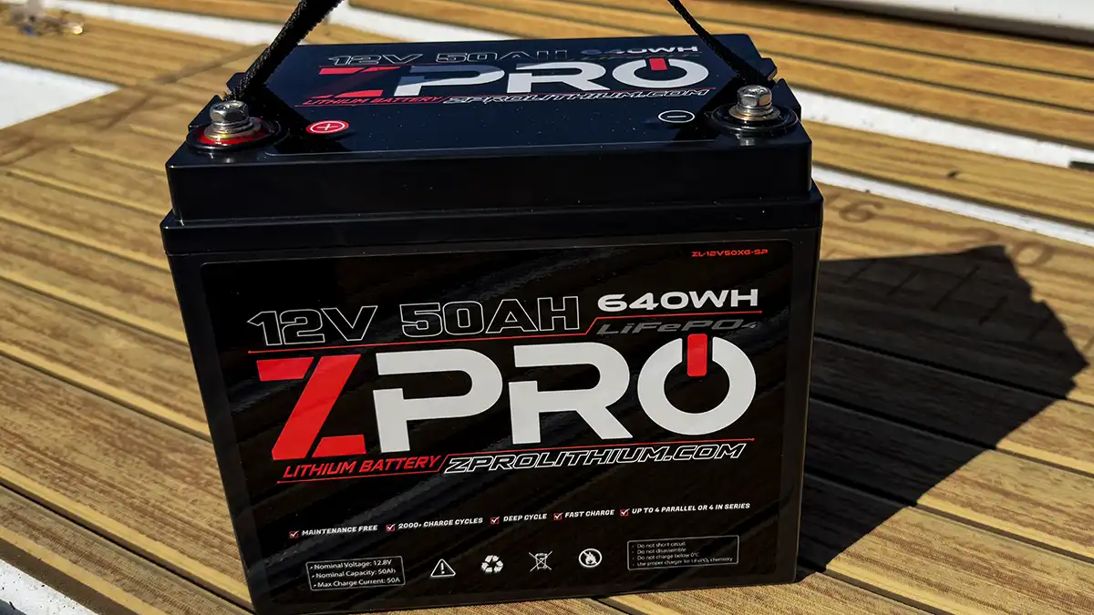 ZPRO Lithium 12v 50Ah kayak marine battery