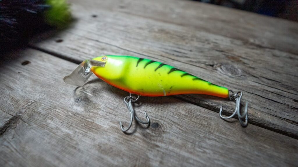 Rapala Super Shad Rap crankbait with a bite mark from a musky