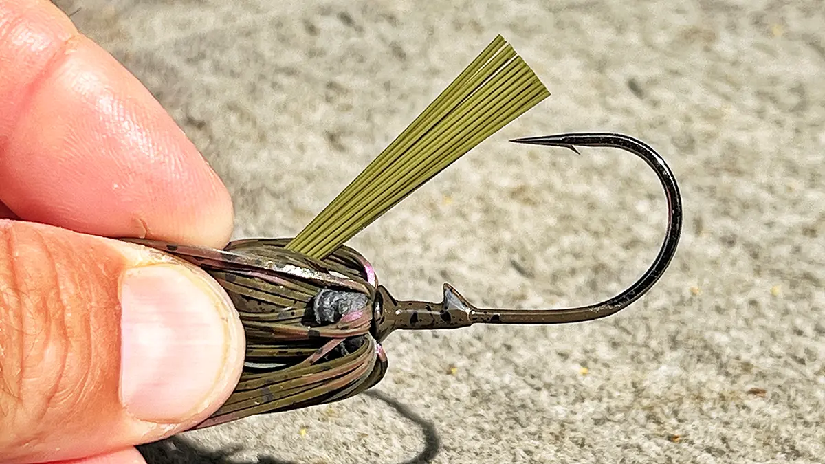 close up of the hook of the V&M pacemaker skipping jig