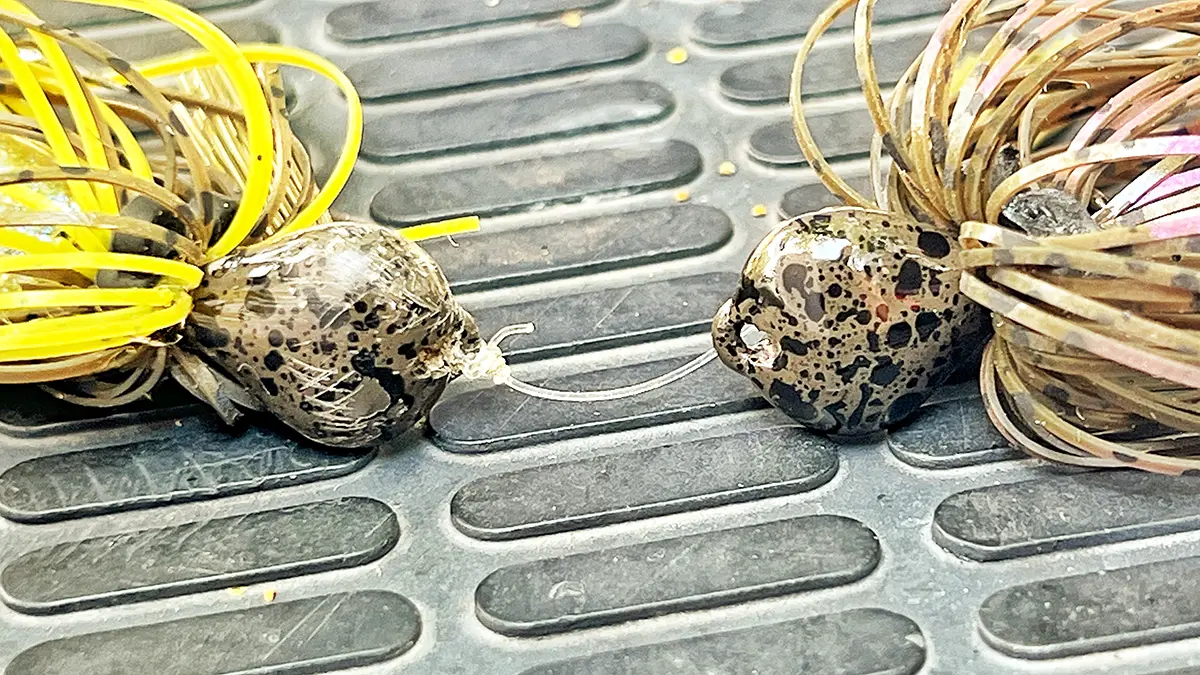 close up of two of the heads of the V&M Skipping jig