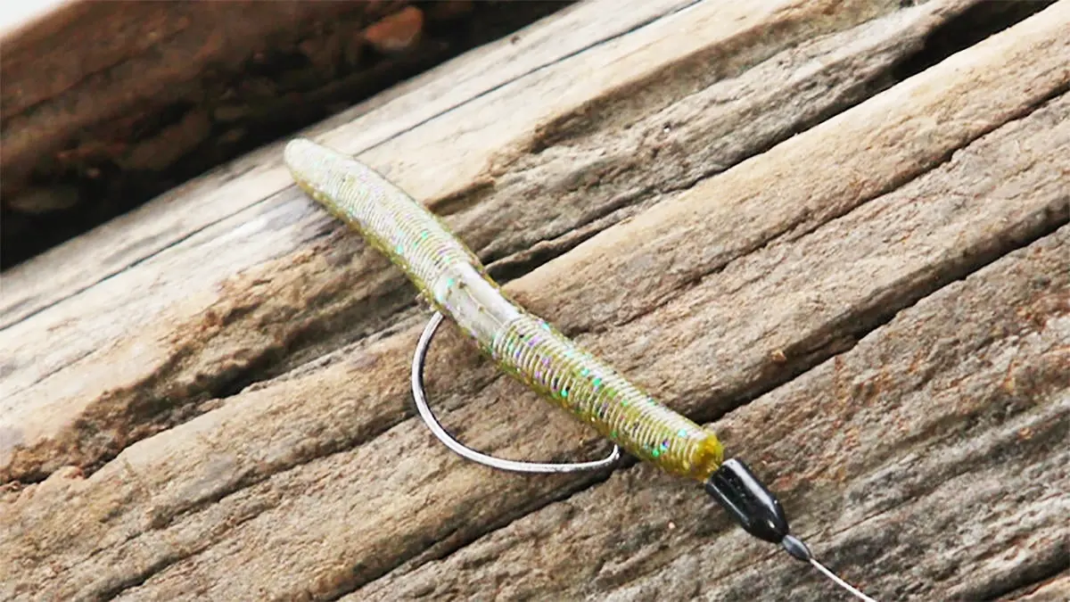 Zoom Zlinky stick bait on a hook