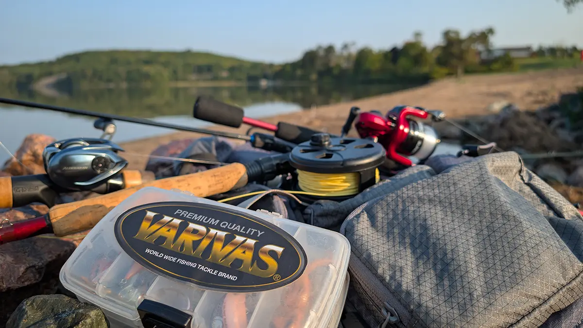 close up tackle box and rods