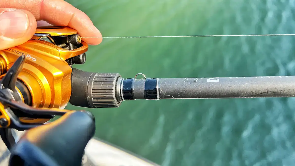 closeup up Lew's TP2 rod and Lew's reel