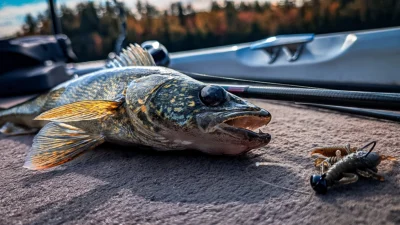 walleye pike and ned rig lure