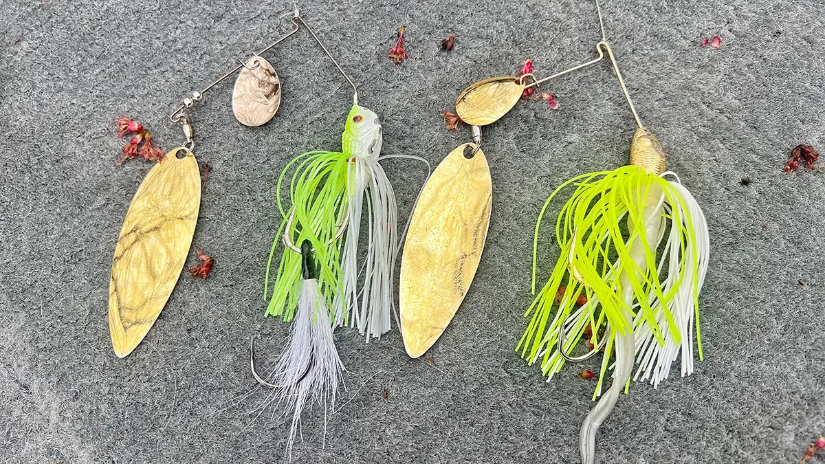 two spinnerbaits with willow and Colorado blades