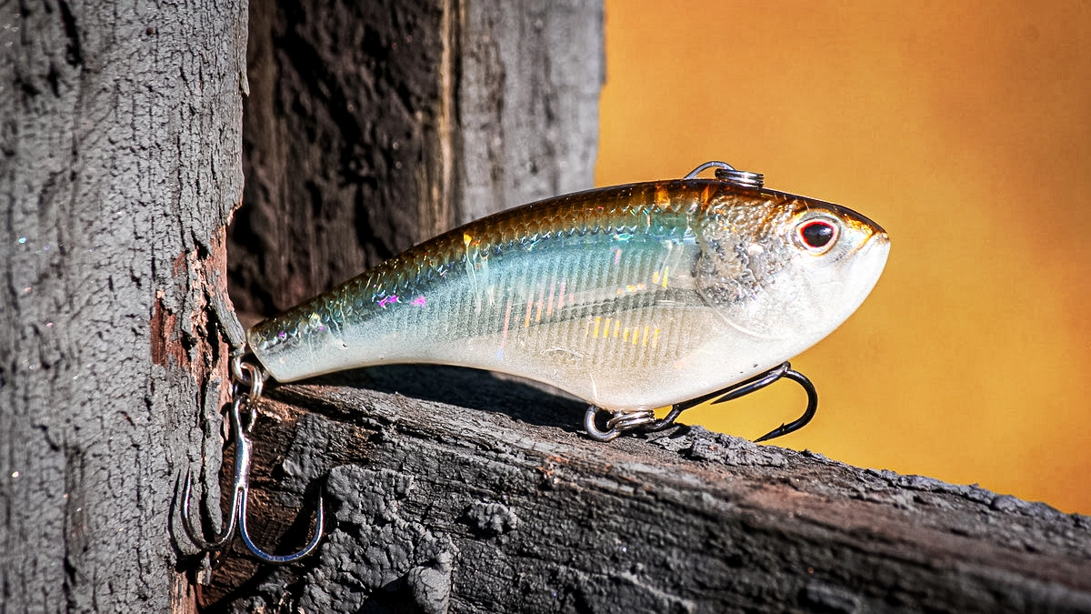 lipless crankbait on a wooden fence