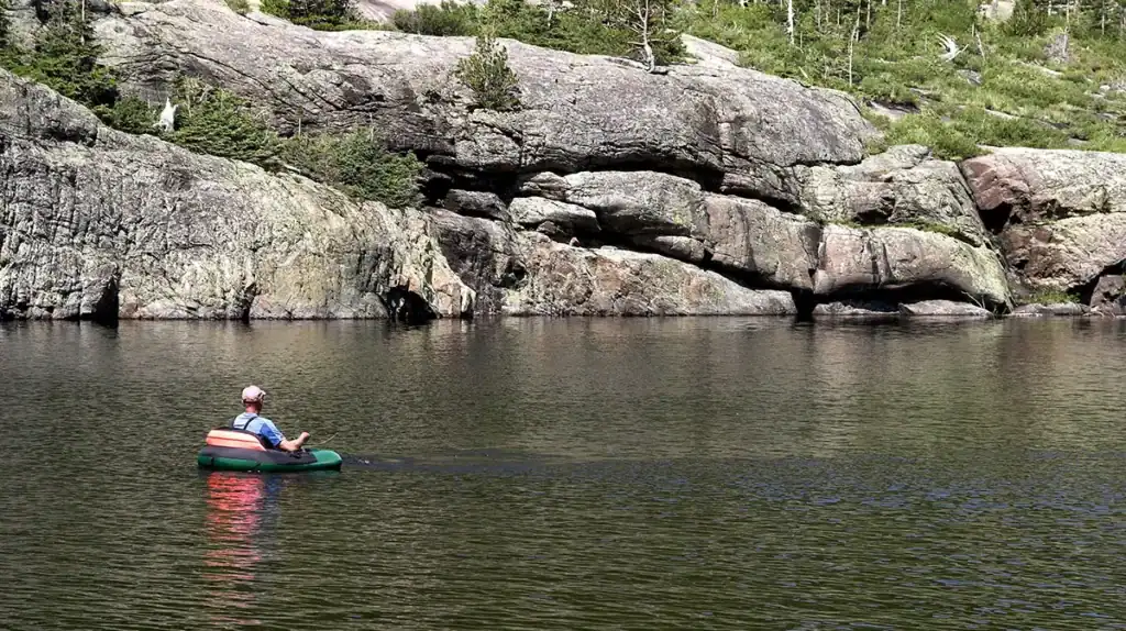 angler fishing from a float tube
