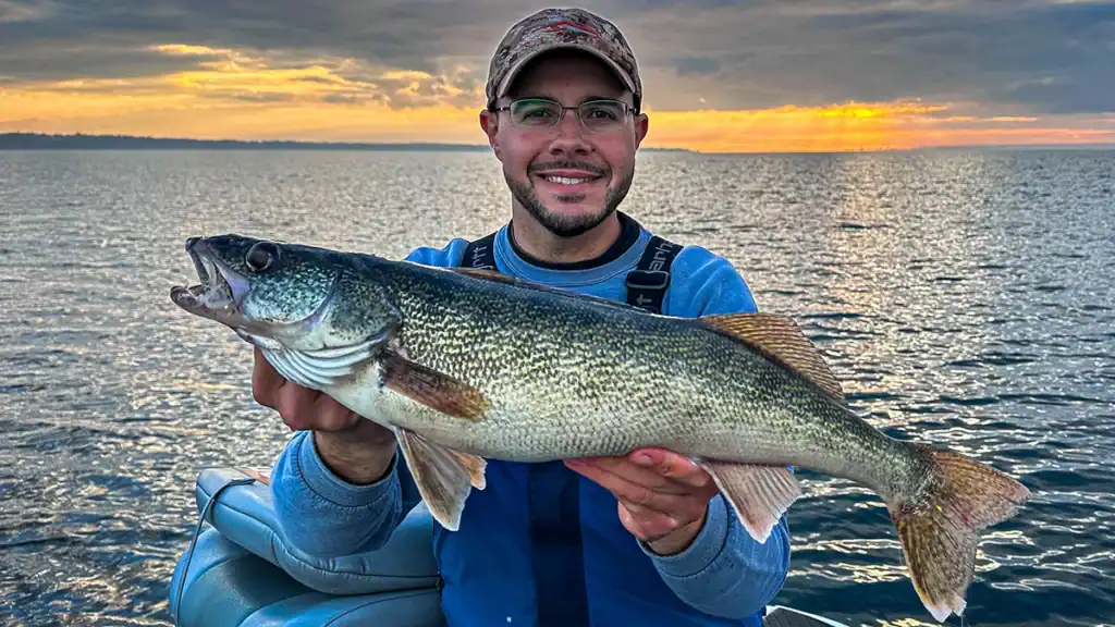 walleye caught at sunset