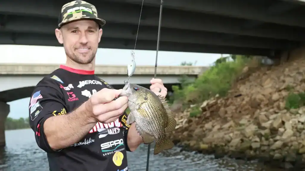 angler with rock bass
