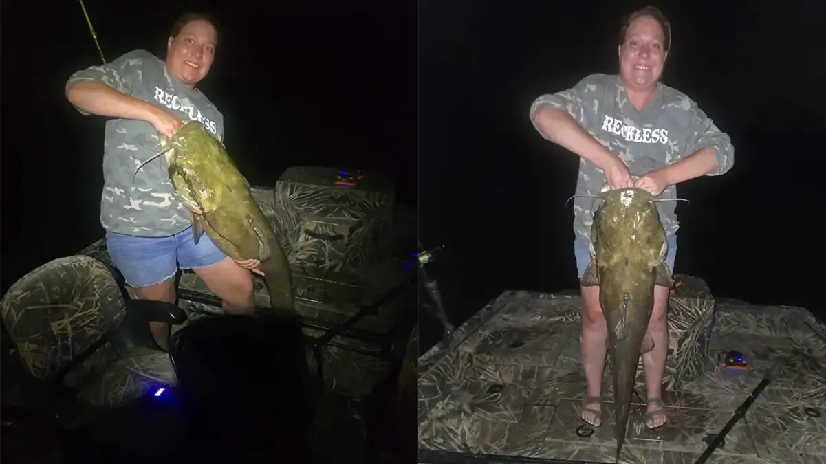 Brandi Holt with record catfish