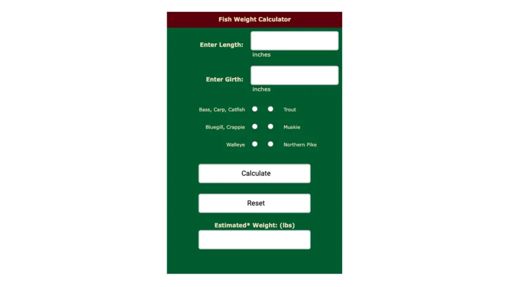The Bass Resource Fish Weight Calculator
